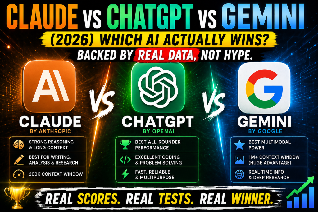 Claude vs ChatGPT vs Gemini (2026): Which AI Actually Wins — Backed by Real Data, Not Hype